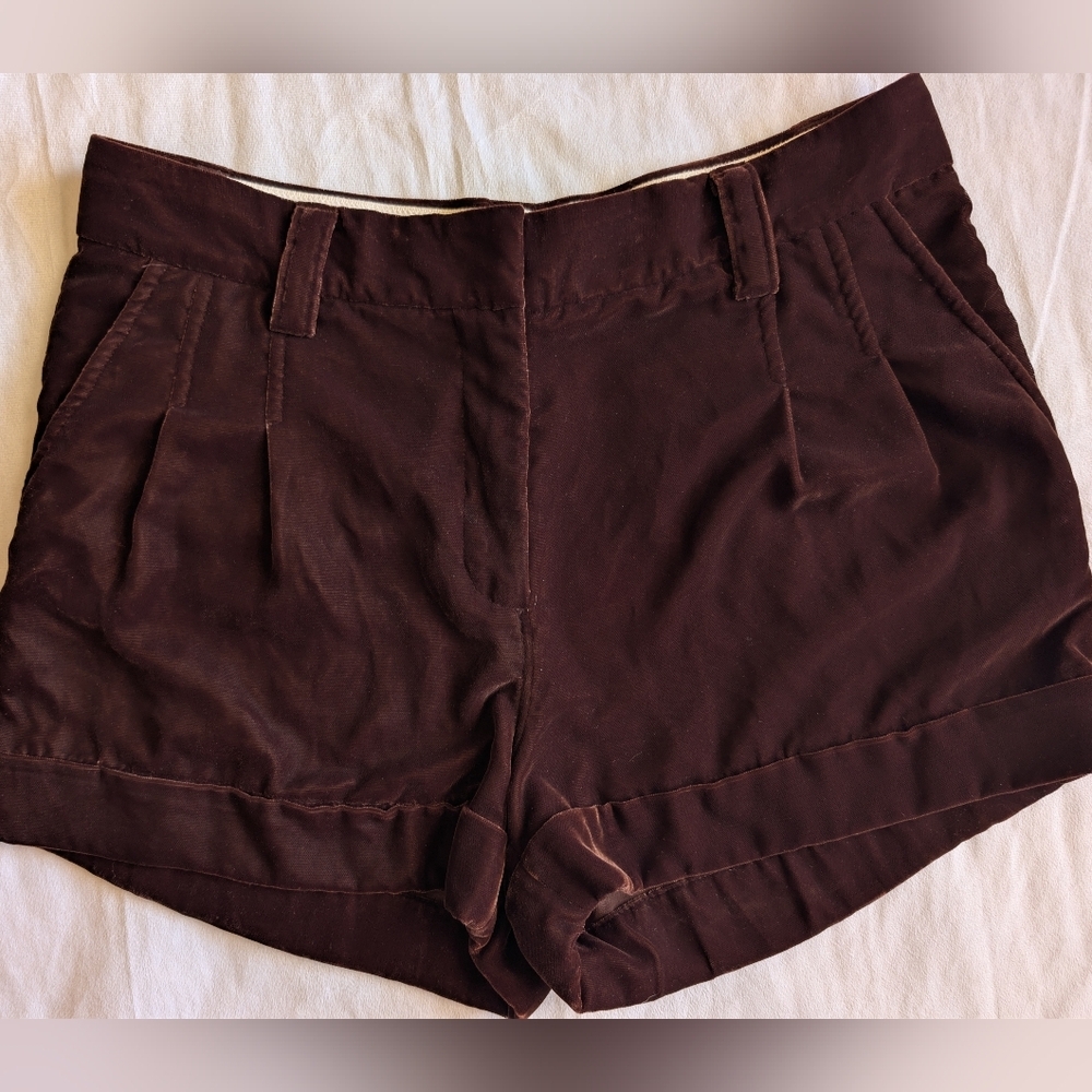 Fossil Velvet Brown Shorts Size 8 Retro Disco Rave Holiday 90s 70s Y2k